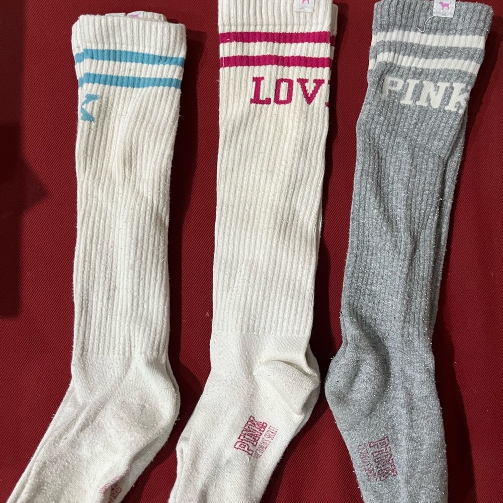 Victoria’s Secret PINK Lot of 3 Knee High Tube Socks